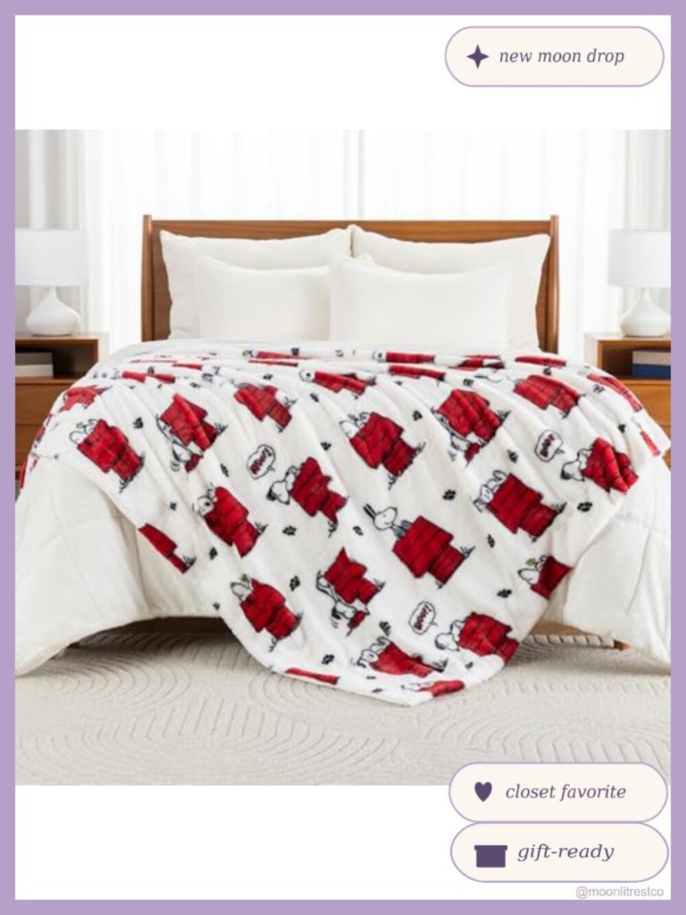 Berkshire Peanuts Snoopy Faux Rabbit Fur King Blanket Reversible Plush Cozy - Picture 3 of 6